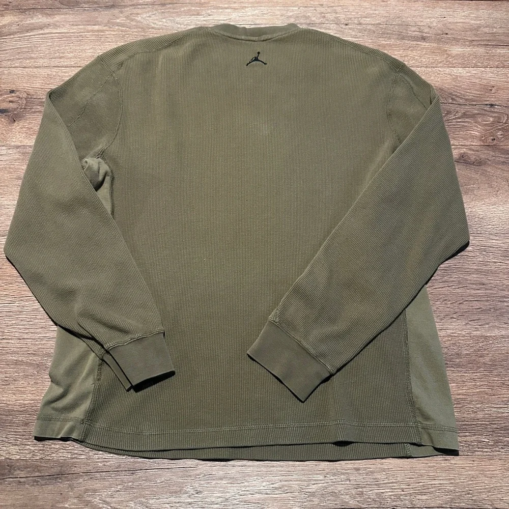 Jordan Olive Green Thermal Waffle Knit Long Sleeve Shirt Mens XL